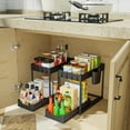 thumbnail image 7 of 2 Pack Under Sink Organizers and Storage, Wattne Kitchen Bathroom Sink Organizer with Hooks, 2 Tier Under Sink Cabinet Basket Storage Shelf with Sliding Drawers, Black, 7 of 7