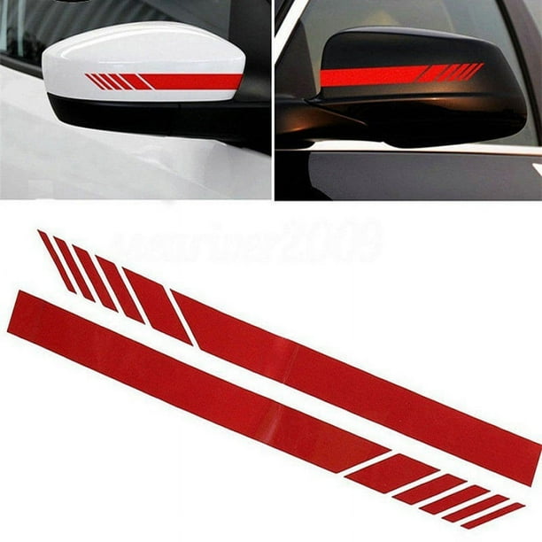 2 pegatinas para espejo retrovisor de coche, decoración DIY, pegatinas laterales para carrocería de coche, calcomanías a rayas, vinilo gráfico rojo para SUV
