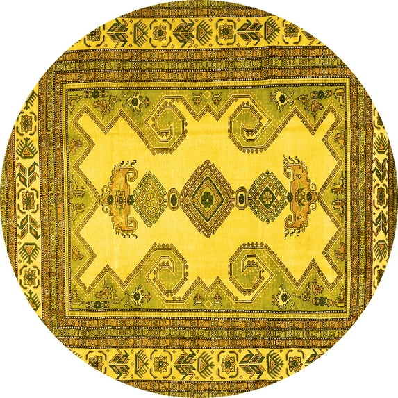 Ahgly Company Indoor Round Persian Yellow Traditional Area Rugs, 4' Round