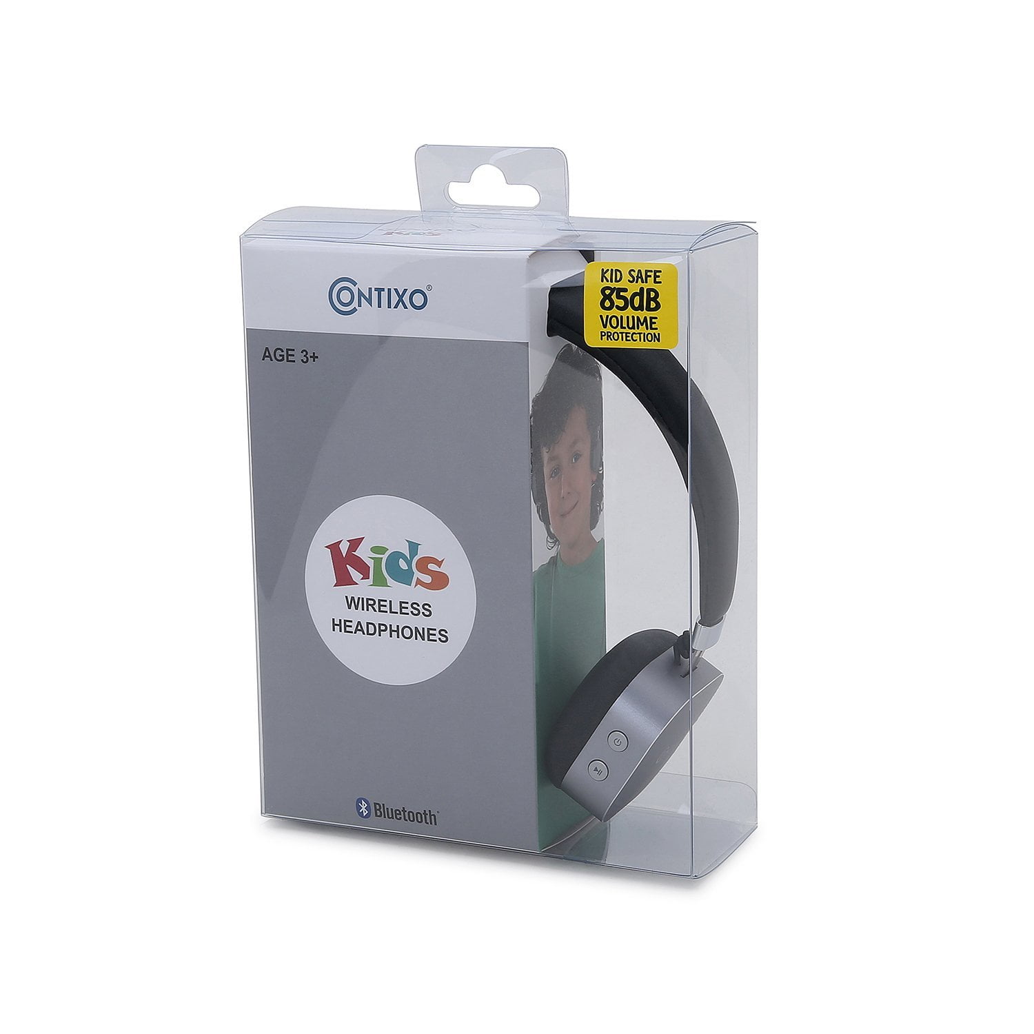 Contixo KB100 Bluetooth Kids Headphones, On-Ear/Over-Ear Wireless Headphones with 85dB Limit, Black