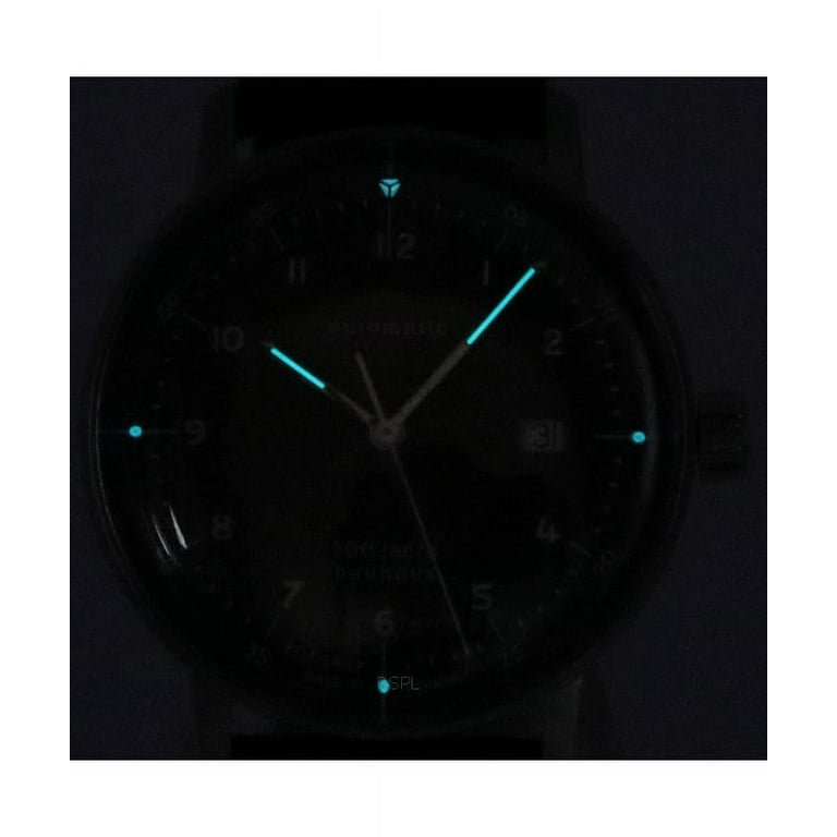 Leather Jahre Automatic 50562 Watch Bauhaus 100 Dial Iron Annie Black Men\'s Strap