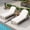 Gray Set of 2, variant on DTTRA 78.2" Acacia Wood Outdoor Chaise Lounge Chair with Cushion, 5-Position Adjustable Patio Recliner, Arched Backrest Sunbed for Poolside, Deck, Backyard & Lawn, Gray