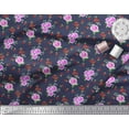 thumbnail image 3 of Soimoi Velvet Fabric Dot,Leaves & Rose Floral Print Fabric by Yard 58 Inch Wide, 3 of 3