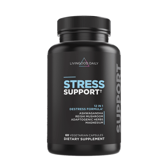 Livingood Daily De-Stress, 60 Capsules - Adrenal Support Supplement w/ Ashwagandha