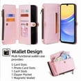 thumbnail image 3 of Dteck Phone Case for Samsung Galaxy S24 FE Zipper Wallet Cover, Shockproof PU Leather Card Holder Slot Stand Wrist Strap Cell Mobile Case for Women Men, Pink, 3 of 7