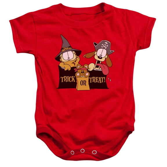 Trevco GAR315-SS-2 Garfield Trick or Treat Infant Snapsuit, Red - Medium - 12 Month