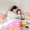 thumbnail image 4 of Metsweet Magical Horse Unicorn King Size Comforter Sets 3pcs, Gradient Rainbow Butterflies Comforters King Size,1 Comforter and 2 Pillowcases, 4 of 6