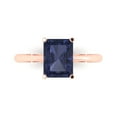 thumbnail image 2 of 2.5ct radiant cut blue sapphire 18k rose gold Bridal Wedding Engagement Promise Anniversary Ring for Women size 8.75, 2 of 7