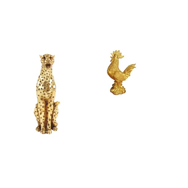 Escultura De Guepardo Y Gallo Dorado, Centro De Mesa, Figura De Animal, Adorno Decorativo Feng Shui Para Oficina, Hogar, Cumpleaños, Aniversarios, Decoración De Inauguración De La Casa.