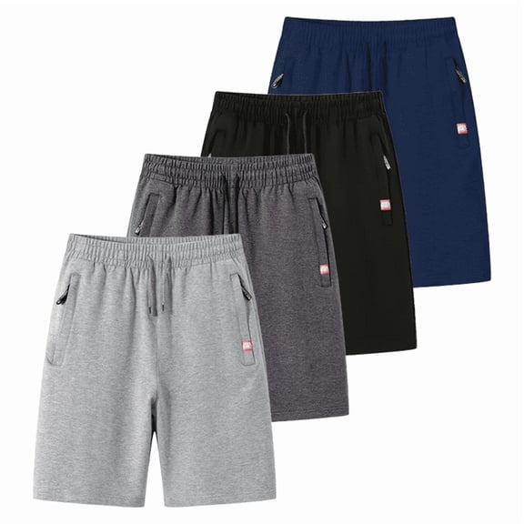 Men's Casual Shorts, Elastic Waist Drawstring Sweatpant Shorts with Secure Zipper Side Pockets, Breathable Workout Running Gym Lounge Bermuda Short Pants for Daily Wear & Sports, Big & Tall Available
