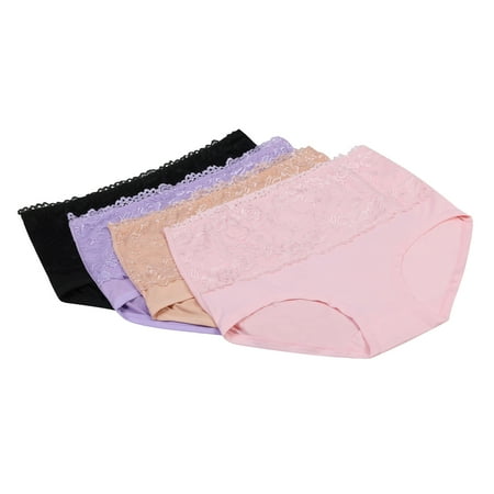 

4 Pcs Women s Cotton Underwear High Waisted Full Coverage Ladies Panties L