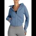 thumbnail image 3 of Sudaderas con Capucha y Cremallera para Mujer, Chaquetas, Sudaderas , Conjuntos de para Otoño, Camisetas Casuales y Cómodas Estilo Y2k, Ropa de Invierno. Azul Marino S, 3 of 9