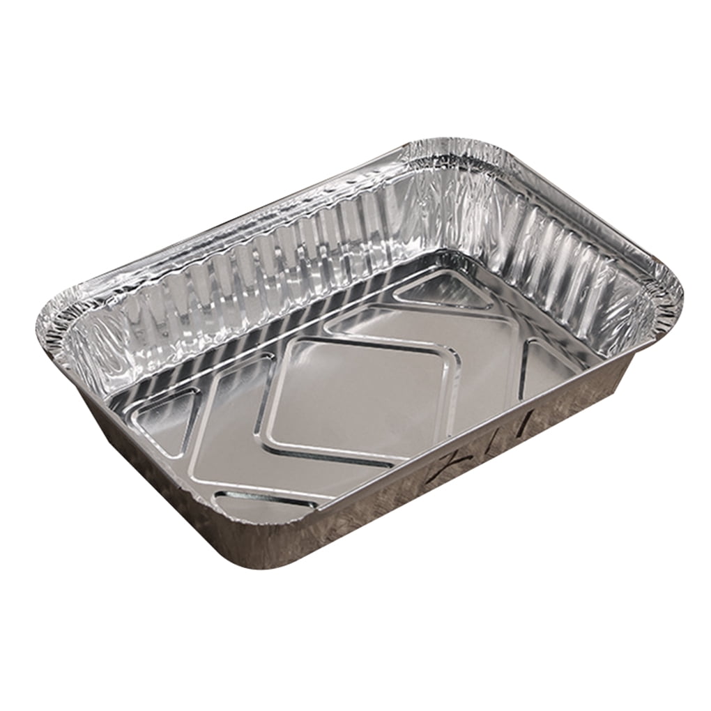 10pcs Rectangle Shaped Disposable Aluminum Foil Pan Take-out Food Containers with Aluminum Lids/Without Lid