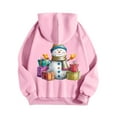 thumbnail image 6 of Kaprioy Oversized Sweatshirt For Women Christmas Snowman Pattern Christmas Colorful Winter Sweatshirt Fall Fashion Long Sleeve Clothing Pink, M, 6 of 8