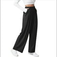 thumbnail image 3 of Pantalones de Traje Anchos para Mujer, Holgados, de Cintura Alta Elástica, Informales, Largos, Negros, Talla M, 3 of 7