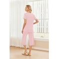 thumbnail image 3 of Ekouaer 2 Pack: Women' Pajamas Set Short Sleeve Sleepwear Capri Pants Pjs Soft Loungewear with Pockets, 3 of 6