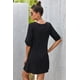 thumbnail image 1 of ABPHQTO Vestido de mujer negro con escote en V y botones en la parte delantera con lengüeta enrollable, 1 of 5