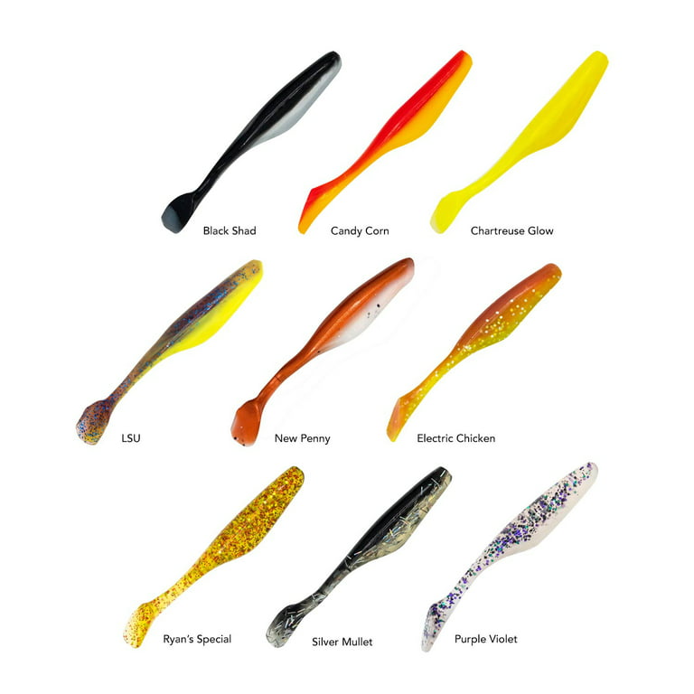 Charlie's Worms Alabama Minnow - Artificial Fishing Bait Freshwater  Saltwater Bass Fishing Lures Scented Soft Bait 8pk