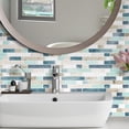 thumbnail image 2 of DEWOO Thick Kitchen Peel and Stick Tile Backsplash, Stick on Wall Tiles, 12"x12" Self Adhesive Sticky 3D Wall Marble Tiles Bathroom (10-Sheet，White Blue), 2 of 12