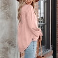 thumbnail image 5 of Womens Button Down V Neck Denim Shirts Long Sleeve Blouse Roll Up Cuffed Sleeve Casual Work Plain Tops with Pockets, 5 of 9