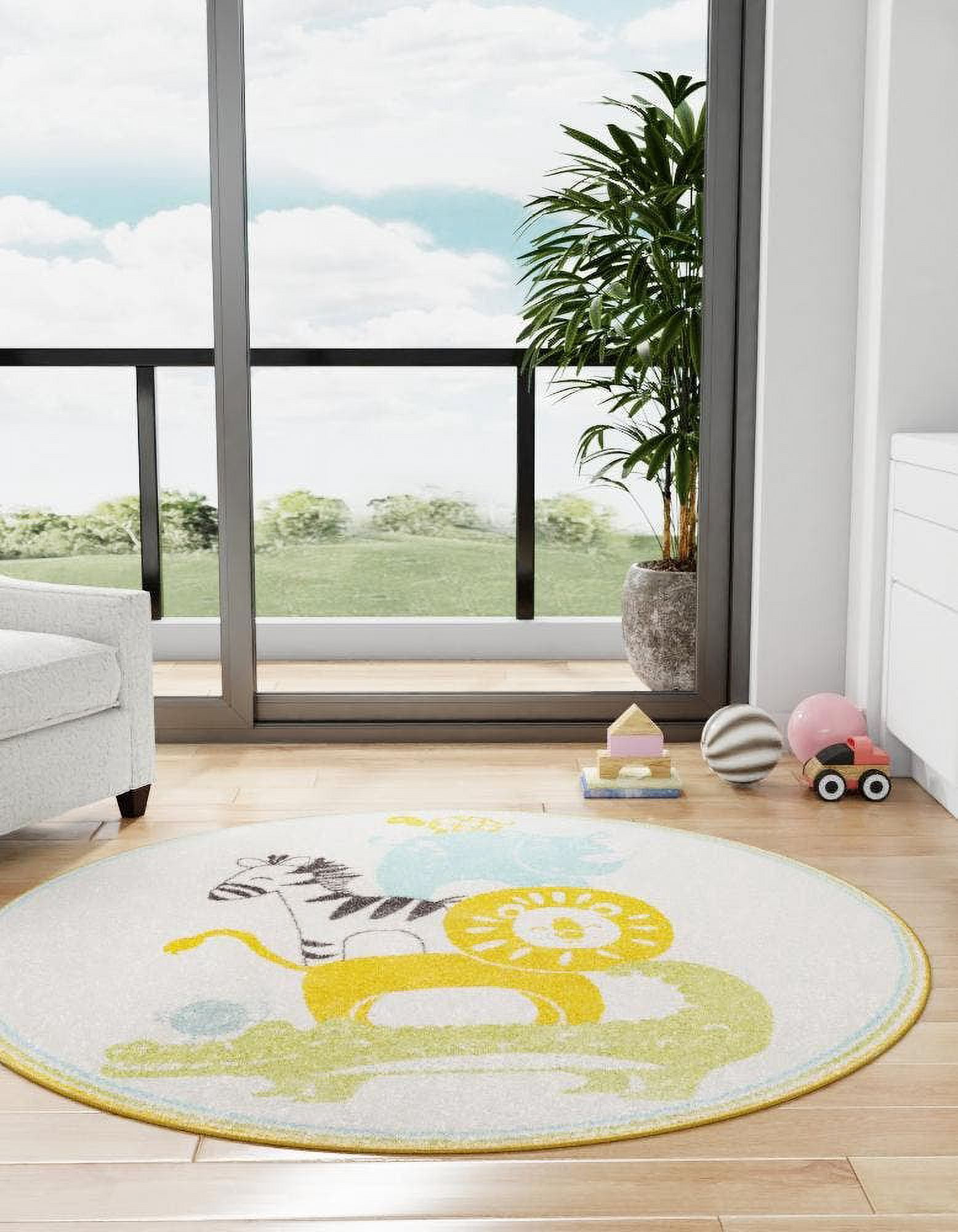 Unique Loom Whimsy Kids Collection Area Rug - Animals (5' 3