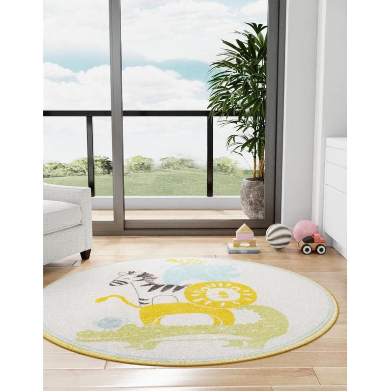 Whimsy ラグマット Unique Loom Whimsy Kids Collection Area Rug - Animals (5' 3