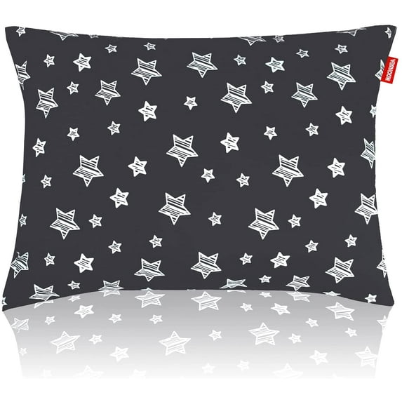 Moonsea Hypoallergenic Ultra Soft Toddler Pillow for Sleeping, 14" x 19" Perfect for Daycare, Travel, Toddler Cot, Black Star