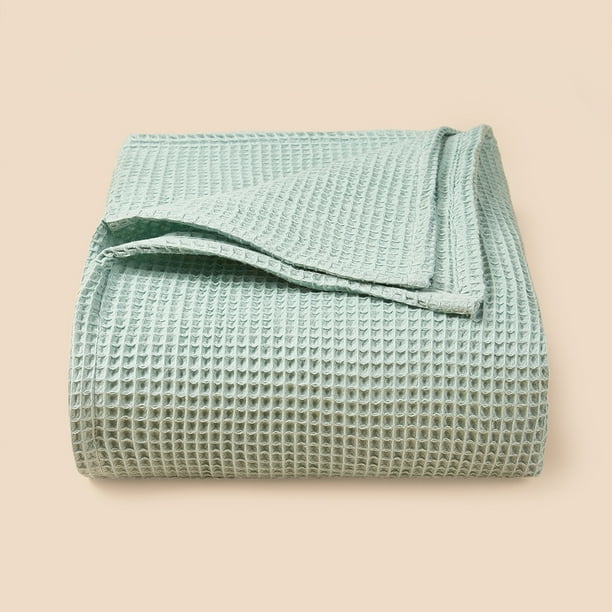 Homgreen Cotton Waffle Weave Blanket Queen Size 43.3" x 27.5"PreWashed Soft Lightweight