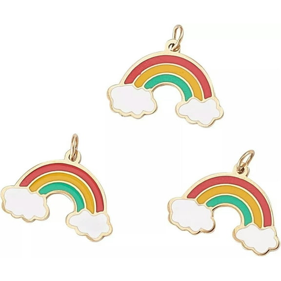 U8MO 10x Enamel Rainbow with Cloud Bridge Rainbow Charm Pendants for Jewelry Making