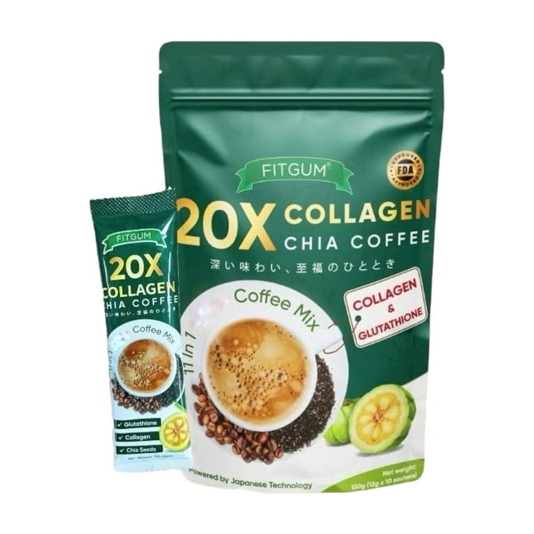 コーヒー FITGUMCOLLAGENCHIACOFFEEMIX120g 5set FITGUM 20X Collagen Chia Coffee, 11 in 1 Shape Coffee Mix