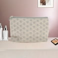 thumbnail image 5 of Unique Bargains 1 Pc convenient Rectangle Flat Dots Makeup Bag for Travel Small Khaki Gray Polyester, 5 of 6