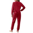 thumbnail image 7 of UVN Womens Velvet Pajamas Sets Winter 2 Piece Outfits Ladies Fleece Long Sleeve Sleepwear with Pockets, 7 of 7