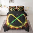 thumbnail image 2 of Manfei Green Yellow Gradient Light 7pcs Bedding Comforter Set,Video Games Theme Queen Bedding Sets,Modern Fashion Gaming Queen Sheet Sets For Boys,Ultra Soft Home Decor Reversible, 2 of 8