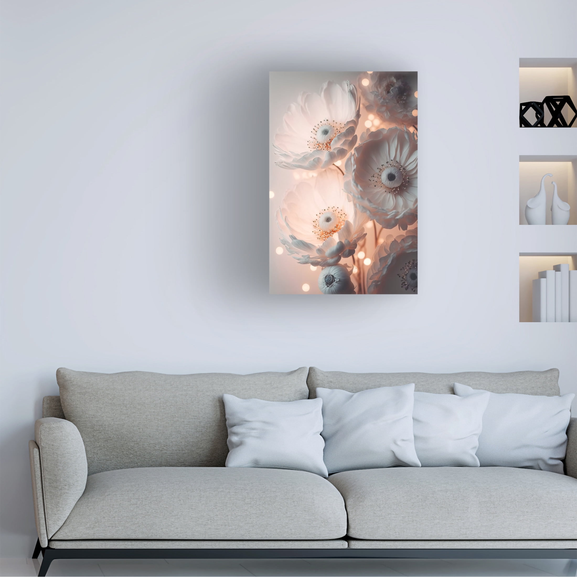 Canvas Wall Art - Treechild 'Glowing Patel Pink Flowers' Wall Art for Living Room, Bedroom, or Office D?cor by Trademark Fine Art - 16 x 24 Inches
