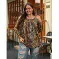 thumbnail image 4 of WQD Plus Size Boho Blouse for Women Long Sleeve Casual Loose Fit Tops Vintage Floral Print Tunic Shirt Fall Winter Clothing, 4 of 6
