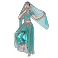 thumbnail image 2 of Conjunto de trajes de danza del vientre de danza india exótica para mujeres 4 piezas Noble princesa Jasmine Cosplay puesta en escena Ropa de baile-c, 2 of 2