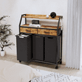 thumbnail image 3 of Laundry Sorter 3 Section, Laundry Hamper, Rolling Laundry Basket with 2 Drawers, 2 Shelves, 3 × 14.5 Gal, Laundry Room, Rustic Brown, 3 of 8