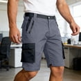 thumbnail image 3 of Shorts for Men Summer Straight Leg Stretch Knee Length Outdoor Hiking Cargo Shorts with Pockets Workwear, 3 of 9