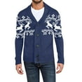 thumbnail image 2 of Domuza Mens Cardigan Sweater Shawl Collar Button Up Casual Long Sleeve Knitted Sweaters Fall Winter Stylish Regular Fit Soft Comfy Outwear Blue 2XL, 2 of 5