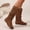 Coffee, variant on Women Slouchy Boots Fall Winter Trendy Woven Fringe Faux Suede Solid Color Pointed Toe Boho Chic Comfort Casual Tall Knee High Booties with Side Zipper Coffee 42