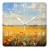 12 Inch Wall Clock Battery Operated Square Clock Decorative for Office, Kitchen, Outdoor, Living Room,Flowers Paintings Landscape Drawing