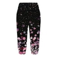 thumbnail image 4 of successthop Capri with Pockets Plus Size Gym Sequin Cropped Bottoms Loose High Waist Floral Sport Summer Pants XL, 4 of 5
