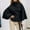 X-854Black, variant on Women'S Trench Coat Batwing Sleeve Stand Collar Solid Color Button Comfortable Cropped Overcoat With Belt For Daily Wear Black L