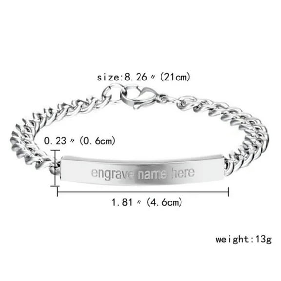 GKNET Personalized Free Engraving Stainless Steel Bracelet Chain Name Women Men Gifts-6MM For Women