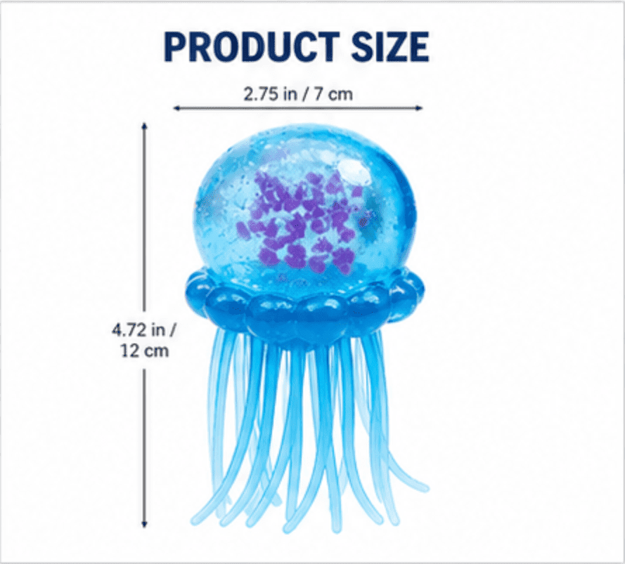 Glitter Jellyfish Squishy Toy, Stress Relief Fidget Toy, Ultra-Soft TPR Material, Slow-Rebound Sensory Toy with Dangling Tentacles for Kids Adults ADHD