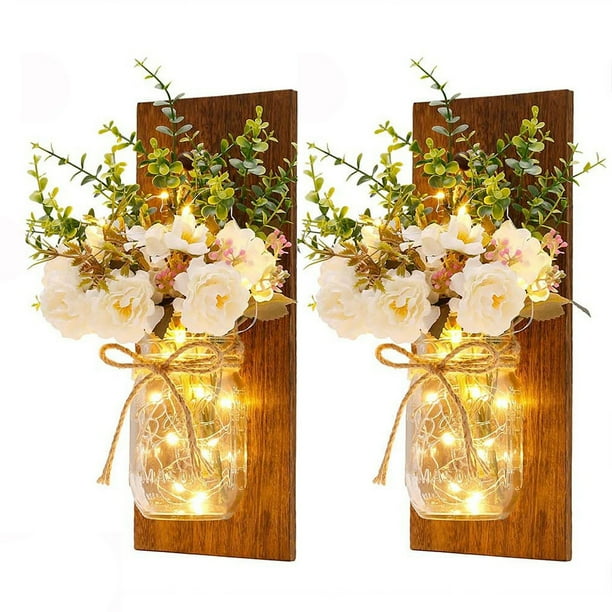 Apliques de tarro de albañil luces de albañil LED luces de pared de tarro de albañil decoraciones de pared para el hogar Luces de pared de tarro de albañil LED luces colgantes ANGGREK Otros