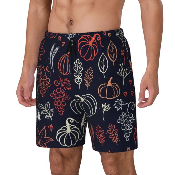 Balery Thanksgiving Bañador para hombre, shorts de playa de secado rápido con entrepierna y forro de compresión-Small