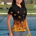 thumbnail image 3 of Whosucclay Soft Women Short Sleeve Golf Shirts, Flaming Pumpkin Pattern Polyester Quick Dry Lightweight Tennis Shirt for Travel Hiking Summer Size Small, 3 of 9