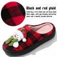thumbnail image 3 of BERANMEY Christmas Slippers for Women and Men Black Red Plaid Santa Claus Pattern House Slippers with Plush Lining & Thick Sole Festive His & Hers Indoor Home Shoes, 3 of 8
