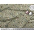 thumbnail image 3 of Soimoi Green Rayon Fabric Branch,Dot & American Robin Bird Decor Fabric Printed BTY 42 Inch Wide, 3 of 3